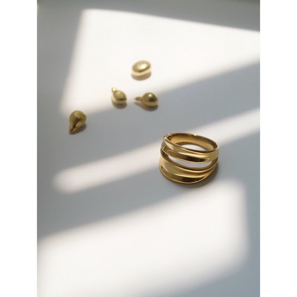 NEW 18K Gold Plated Double Layer Curve Ring - Picture 6 of 8